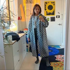 Proenza Schouler Clear Checkered long raincoat with white ties (one size)